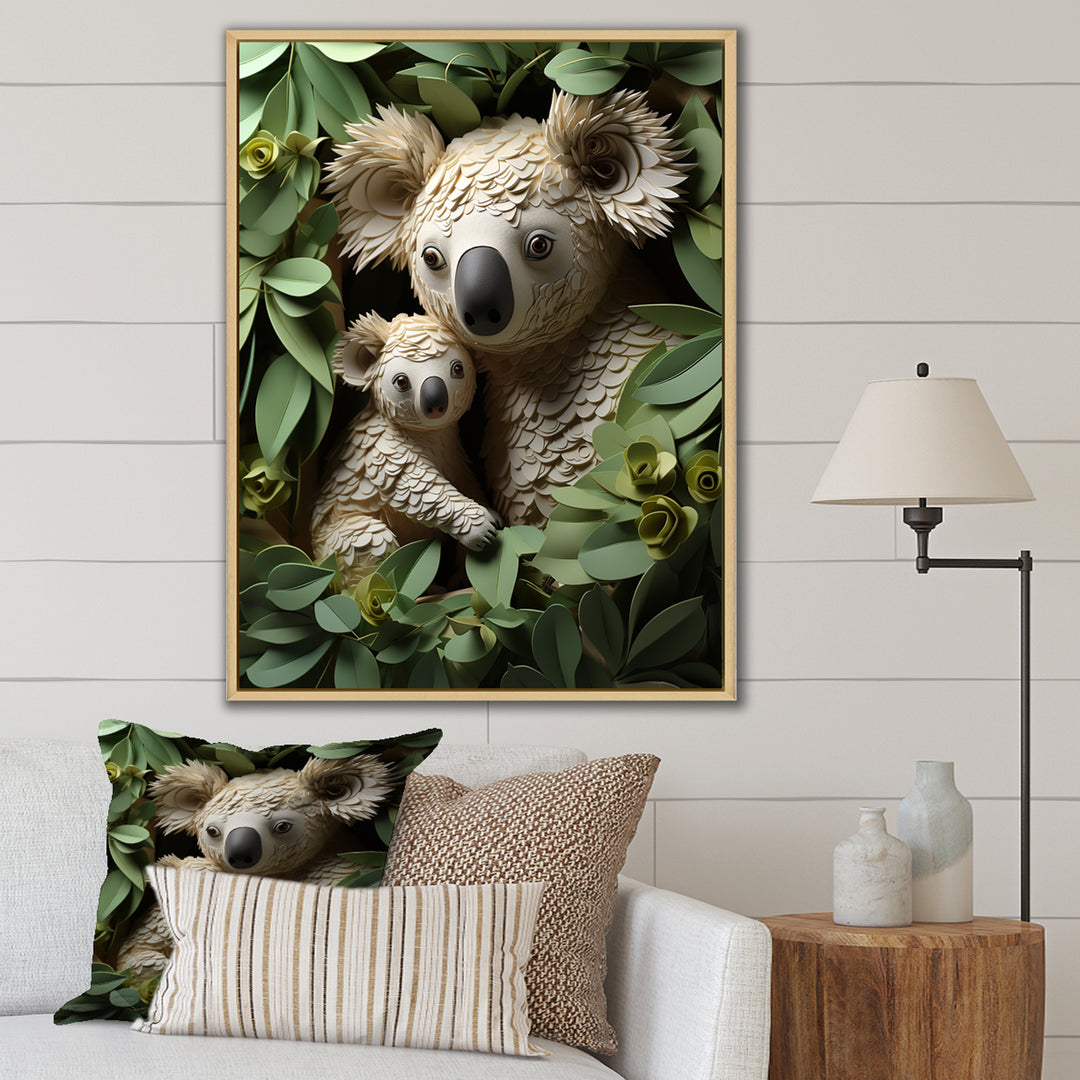 Cuddly koala family - Koala Large Canvas Wall Art