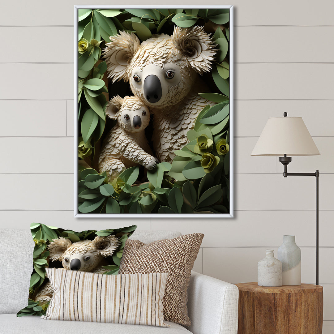 Cuddly koala family - Koala Large Canvas Wall Art