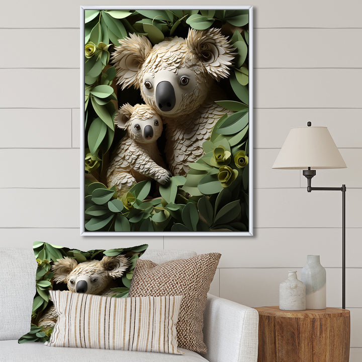 Cuddly koala family - Koala Large Canvas Wall Art