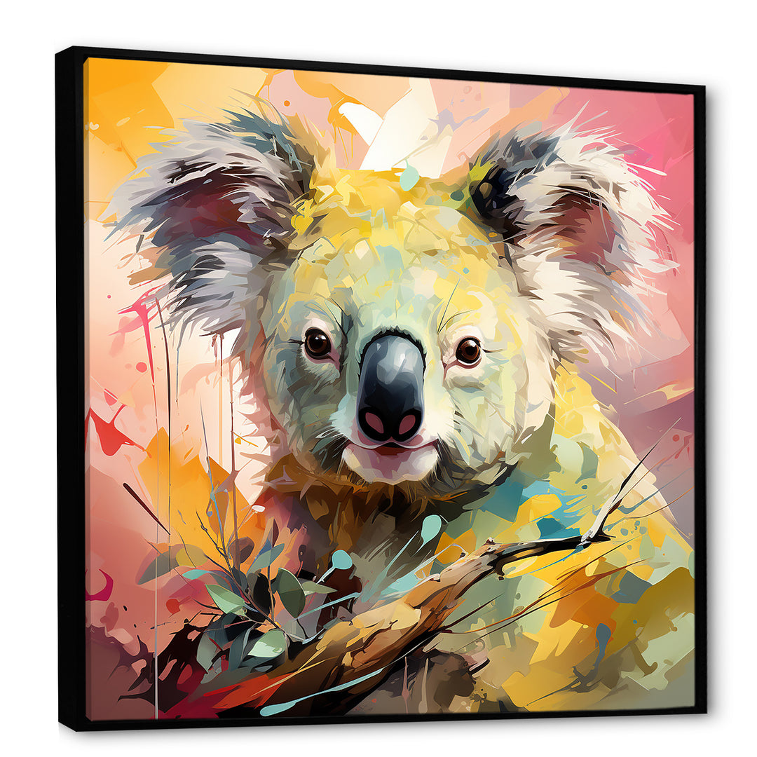 Floral yellow and pink Koala - Koala Canvas Wall Art