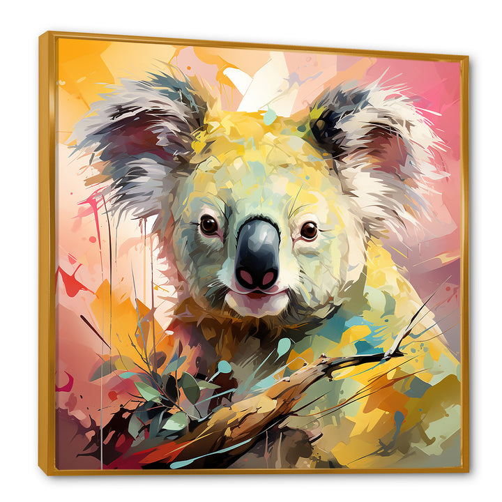 Floral yellow and pink Koala - Koala Canvas Wall Art