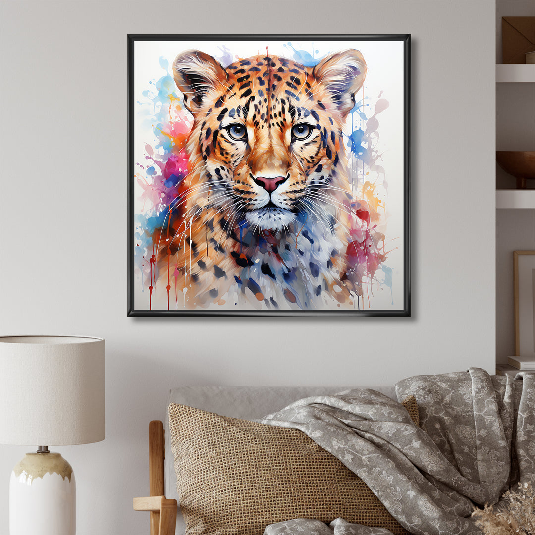 Watercolor Leopard elegance portrait - Multi-Color Leopard Wall Art