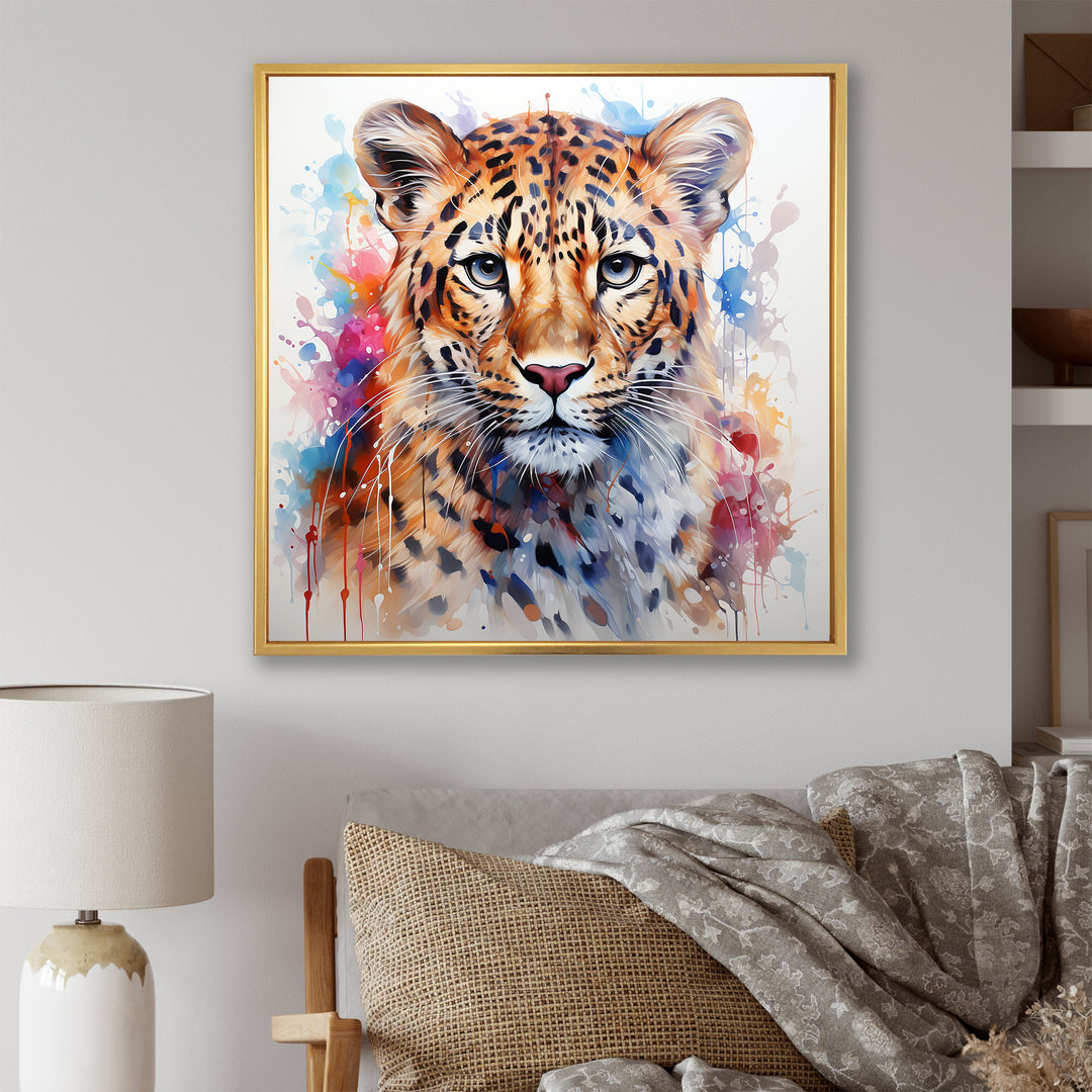 Watercolor Leopard elegance portrait - Multi-Color Leopard Wall Art