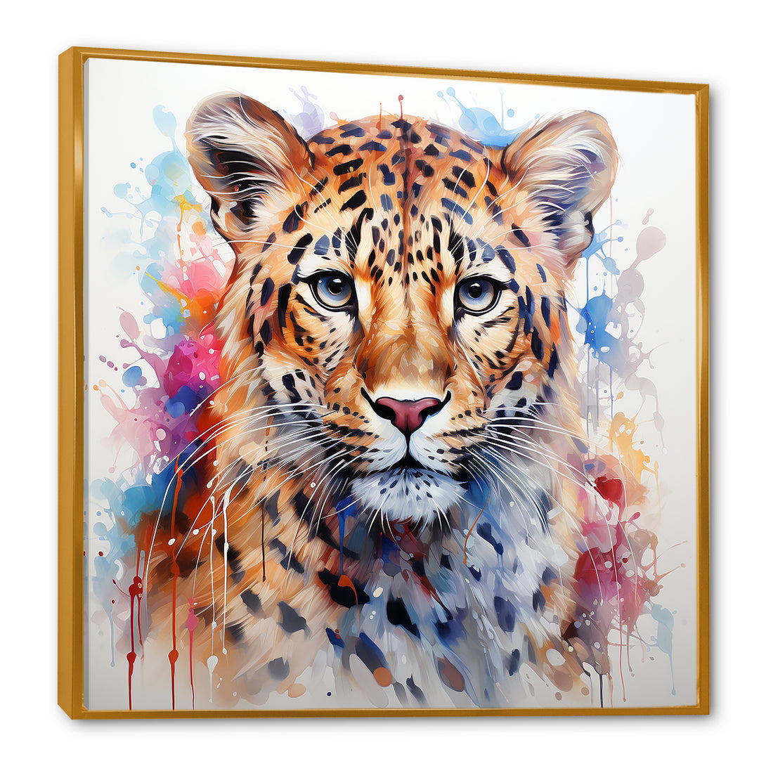 Watercolor Leopard elegance portrait - Multi-Color Leopard Wall Art
