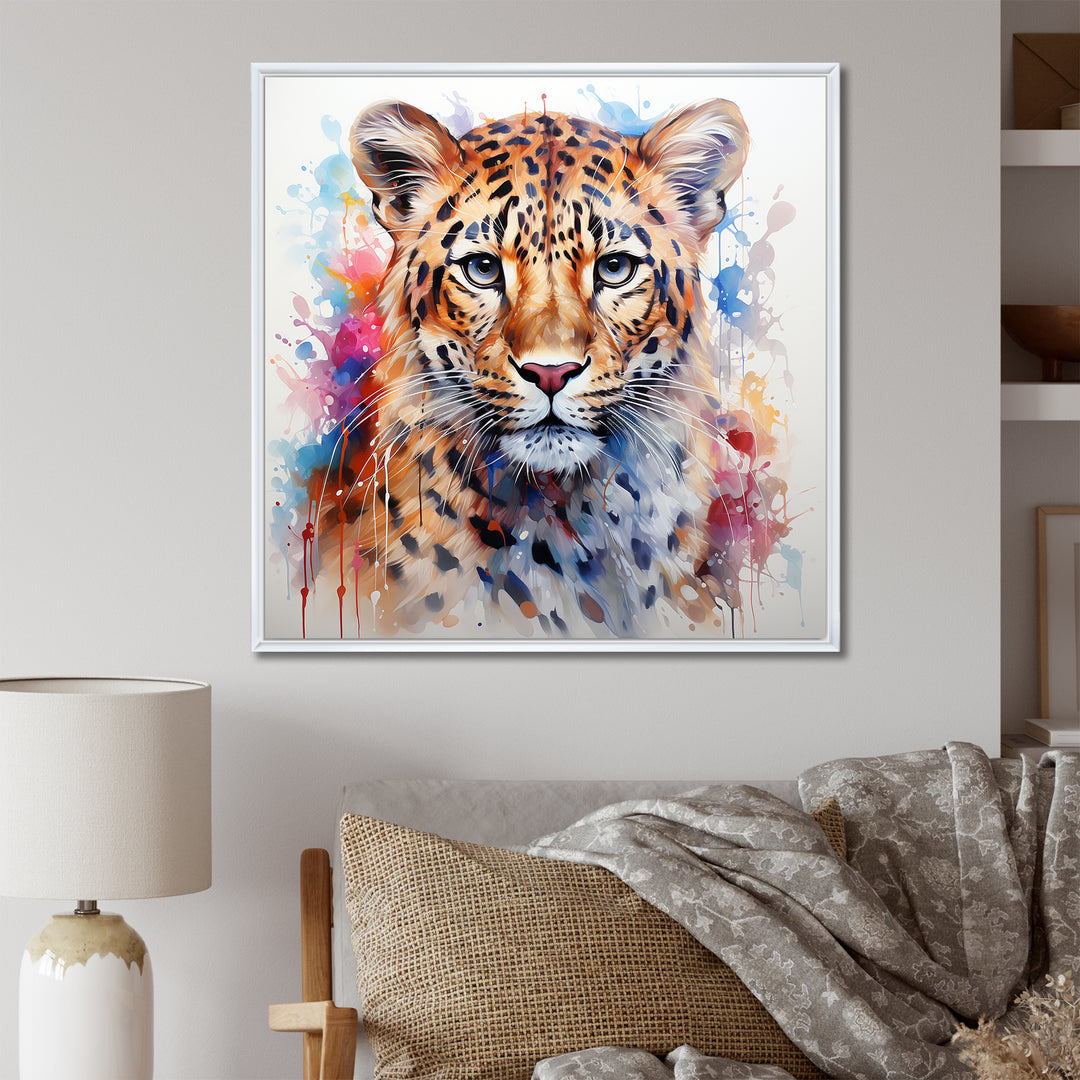 Watercolor Leopard elegance portrait - Multi-Color Leopard Wall Art