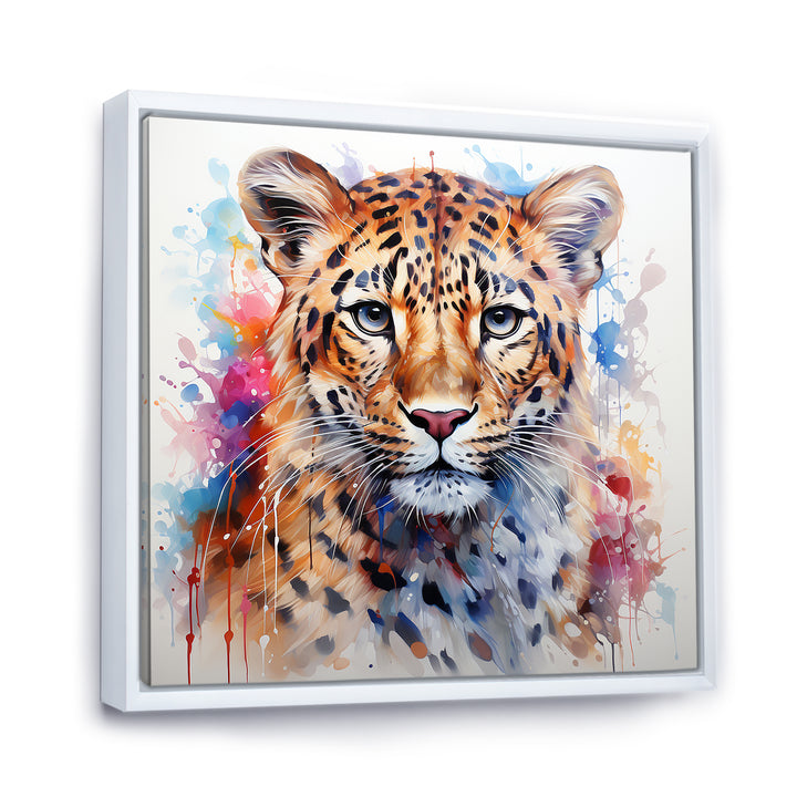 Watercolor Leopard elegance portrait - Multi-Color Leopard Wall Art