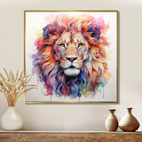 Colorful Royal Lion portrait - Animals Canvas Wall Art