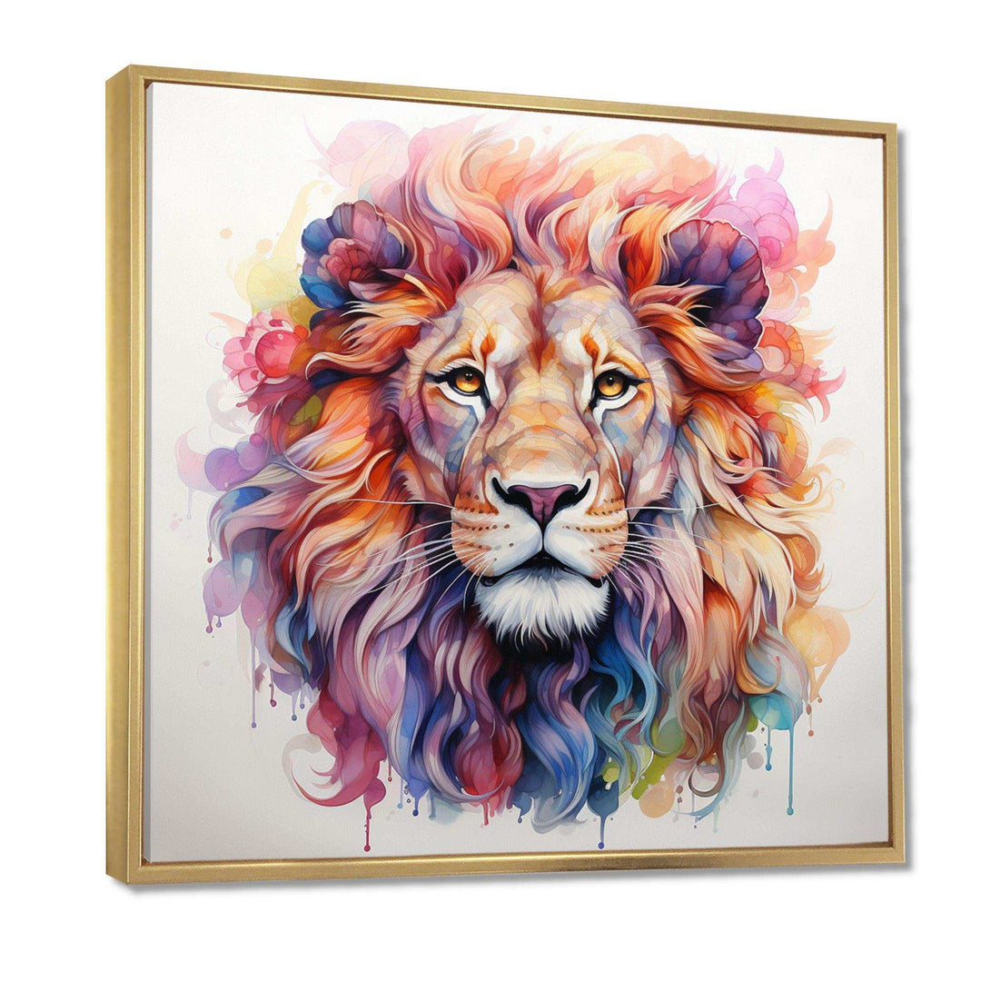 Colorful Royal Lion portrait - Animals Canvas Wall Art