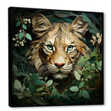 Lion in the green foliage portrait - Lion Wall Art Prints