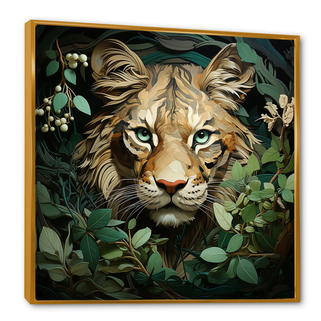Lion in the green foliage portrait - Lion Wall Art Prints