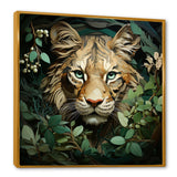 Lion in the green foliage portrait - Lion Wall Art Prints
