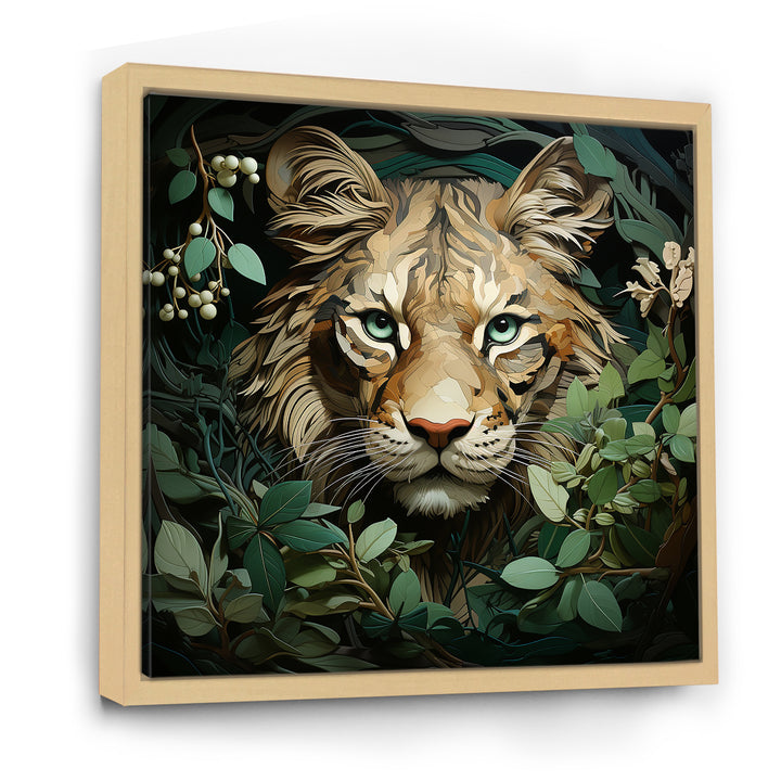 Lion in the green foliage portrait - Lion Wall Art Prints
