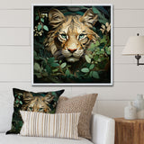 Lion in the green foliage portrait - Lion Wall Art Prints