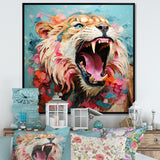 Brown and pink Lion roar - Pink Lion Wall Art