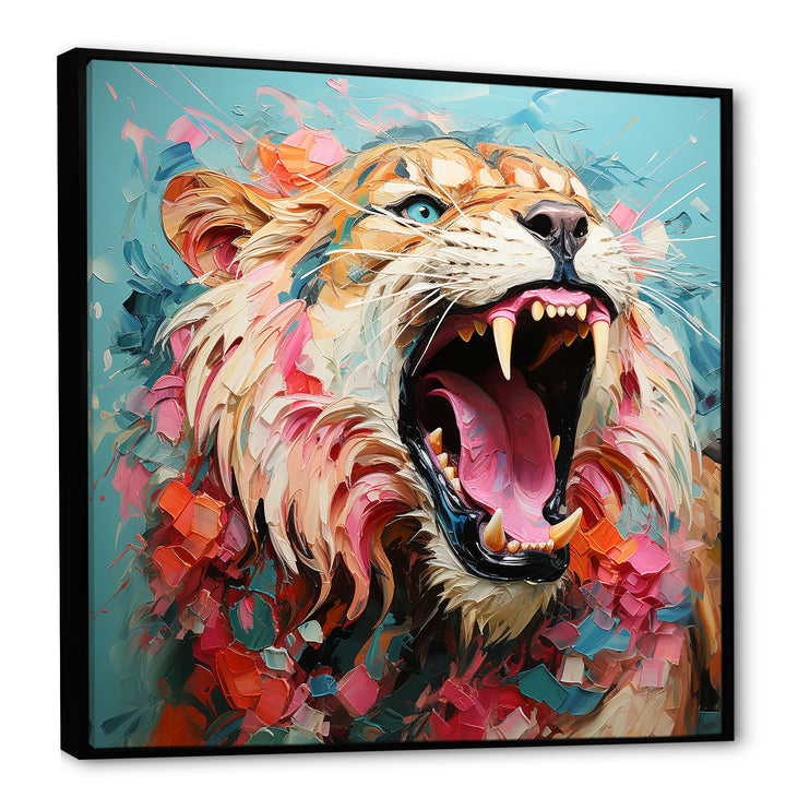 Brown and pink Lion roar - Pink Lion Wall Art