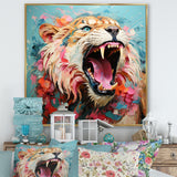 Brown and pink Lion roar - Pink Lion Wall Art