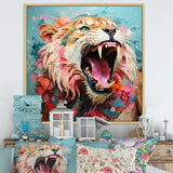 Brown and pink Lion roar - Pink Lion Wall Art