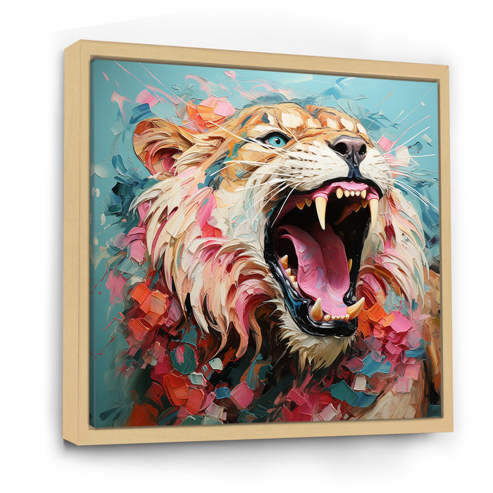 Brown and pink Lion roar - Pink Lion Wall Art