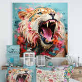 Brown and pink Lion roar - Pink Lion Wall Art