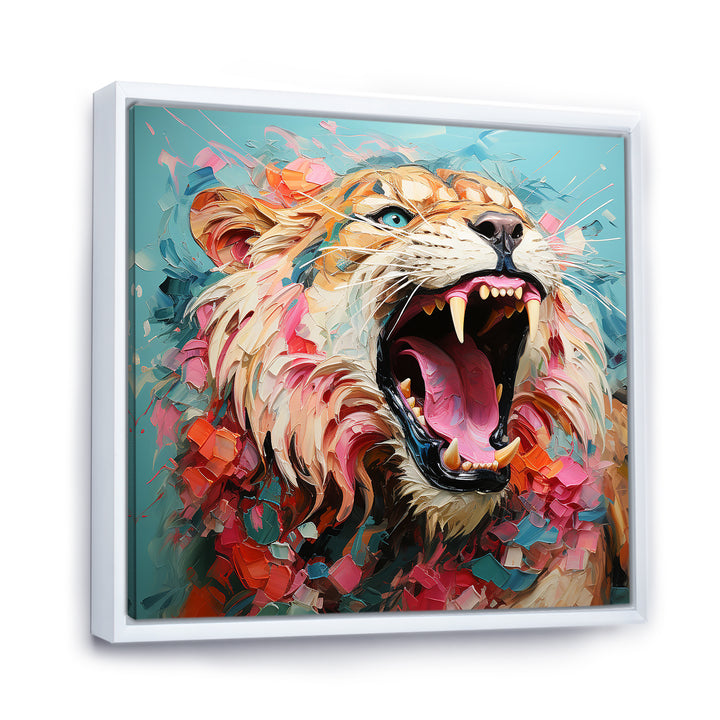 Brown and pink Lion roar - Pink Lion Wall Art