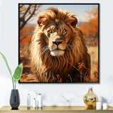 lion in an open savannah - Lion Home Decor Art