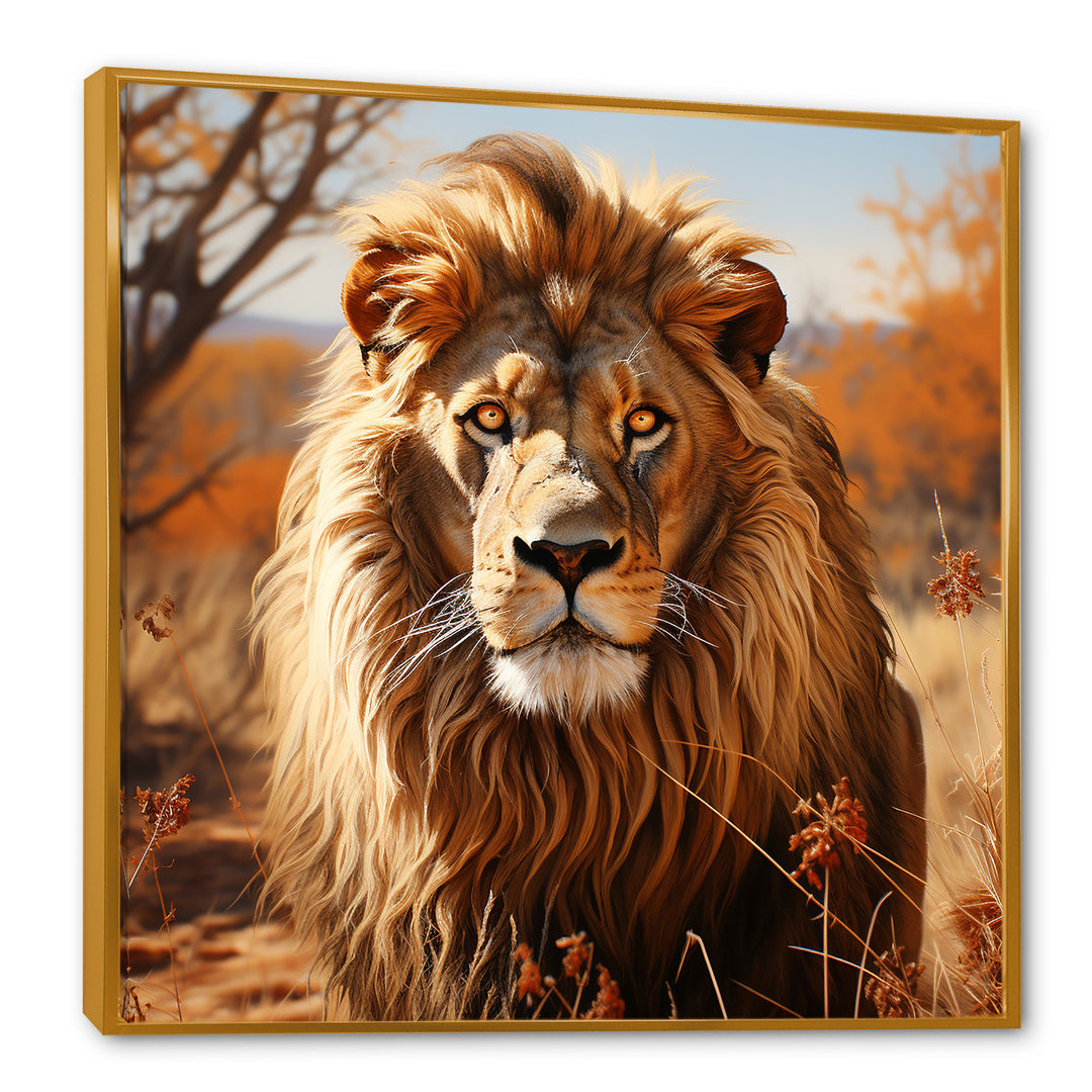 lion in an open savannah - Lion Home Decor Art
