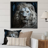 Grey Luminescent Lion - Lion Living Room Wall Art