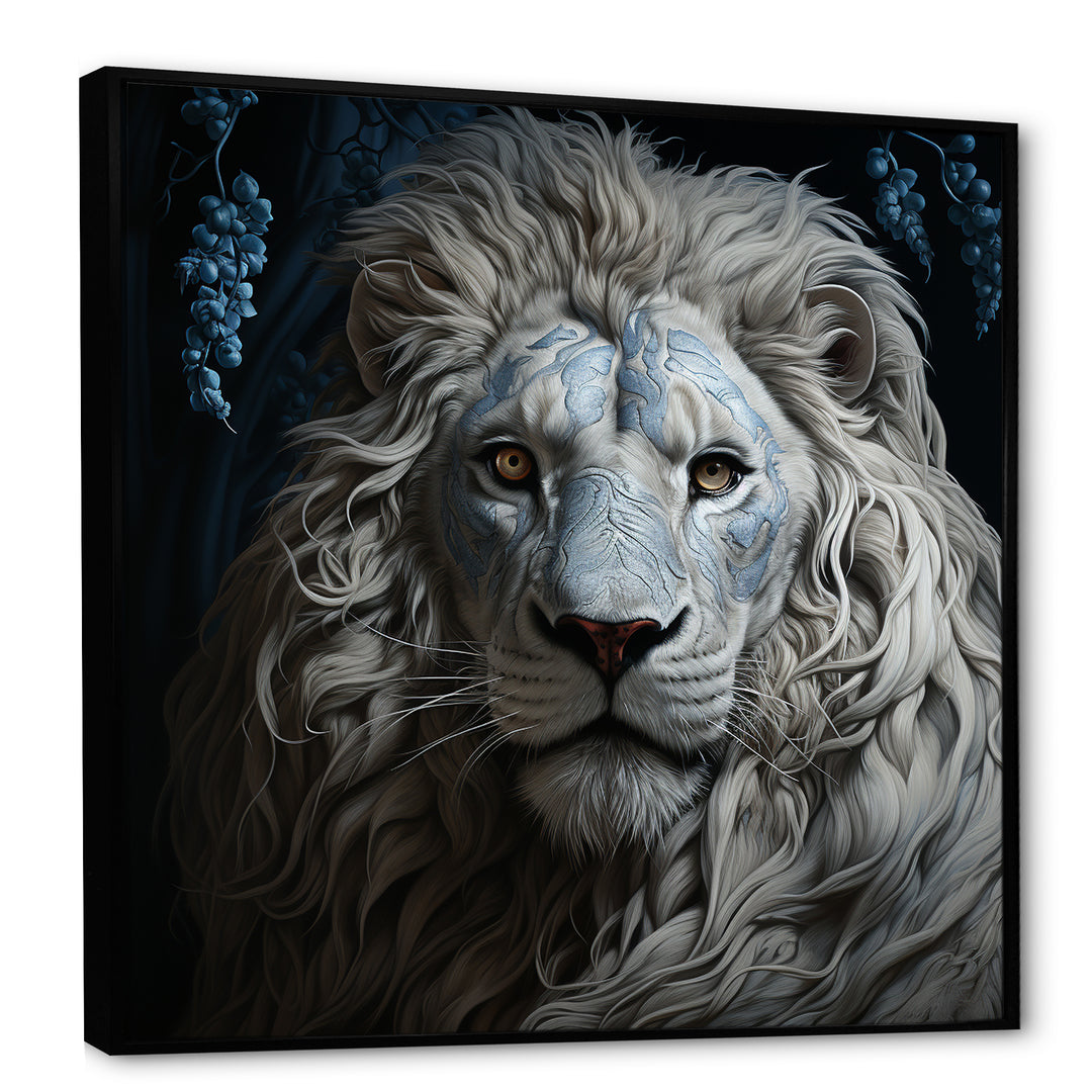 Grey Luminescent Lion - Lion Living Room Wall Art
