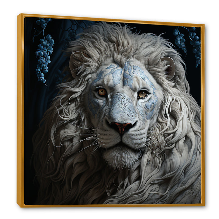 Grey Luminescent Lion - Lion Living Room Wall Art
