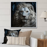 Grey Luminescent Lion - Lion Living Room Wall Art