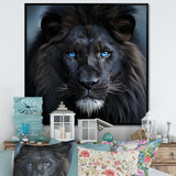 Midnight black and blue lion - Lion Canvas Wall Art