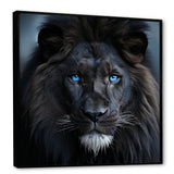 Midnight black and blue lion - Lion Canvas Wall Art