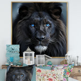 Midnight black and blue lion - Lion Canvas Wall Art