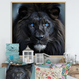 Midnight black and blue lion - Lion Canvas Wall Art