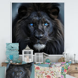 Midnight black and blue lion - Lion Canvas Wall Art