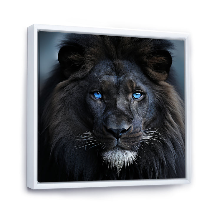Midnight black and blue lion - Lion Canvas Wall Art