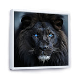Midnight black and blue lion - Lion Canvas Wall Art
