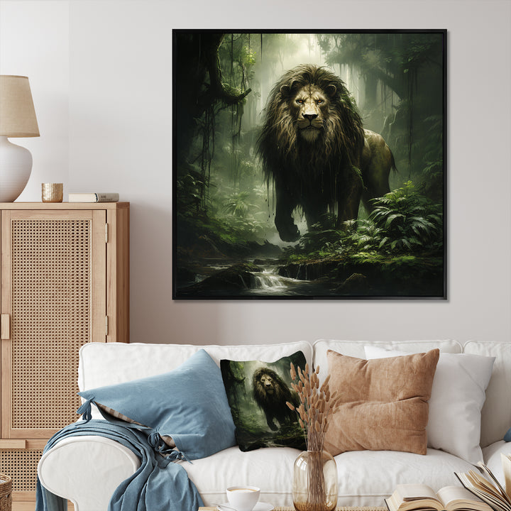 Brown and green Jungle lion Monarch - Lion Wall Art Prints