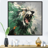 Grey and Green Roaring Lion Charm - Brown Lion Wall Art