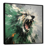 Grey and Green Roaring Lion Charm - Brown Lion Wall Art