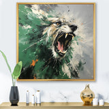 Grey and Green Roaring Lion Charm - Brown Lion Wall Art