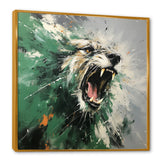 Grey and Green Roaring Lion Charm - Brown Lion Wall Art