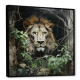 Grey and Green Lion in Jungle - Brown Lion Wall Art