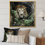 Grey and Green Lion in Jungle - Brown Lion Wall Art