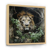 Grey and Green Lion in Jungle - Brown Lion Wall Art