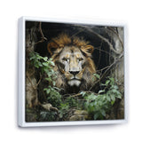 Grey and Green Lion in Jungle - Brown Lion Wall Art