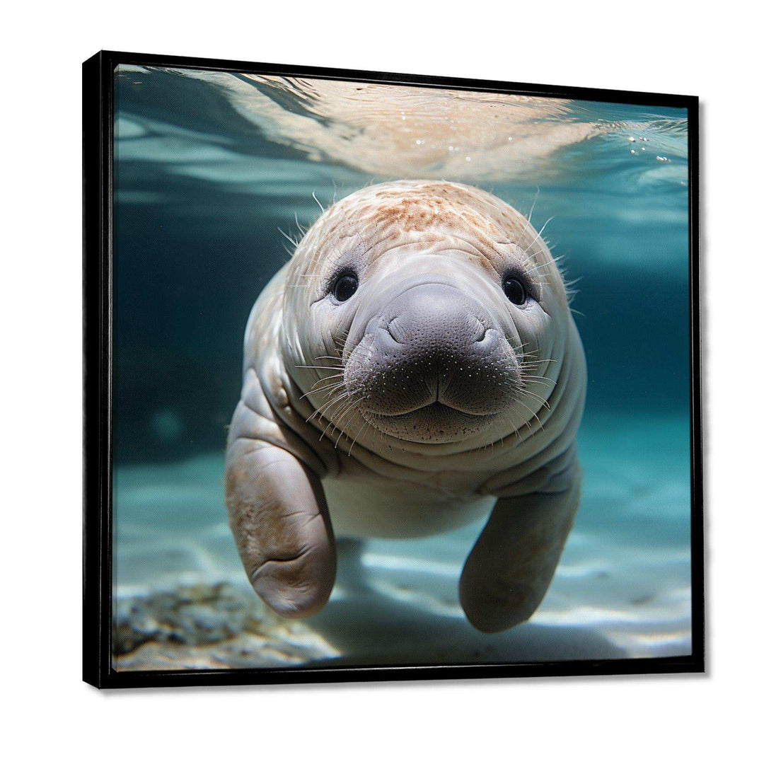 Curious Manatee gaze III - Animals Canvas Wall Art