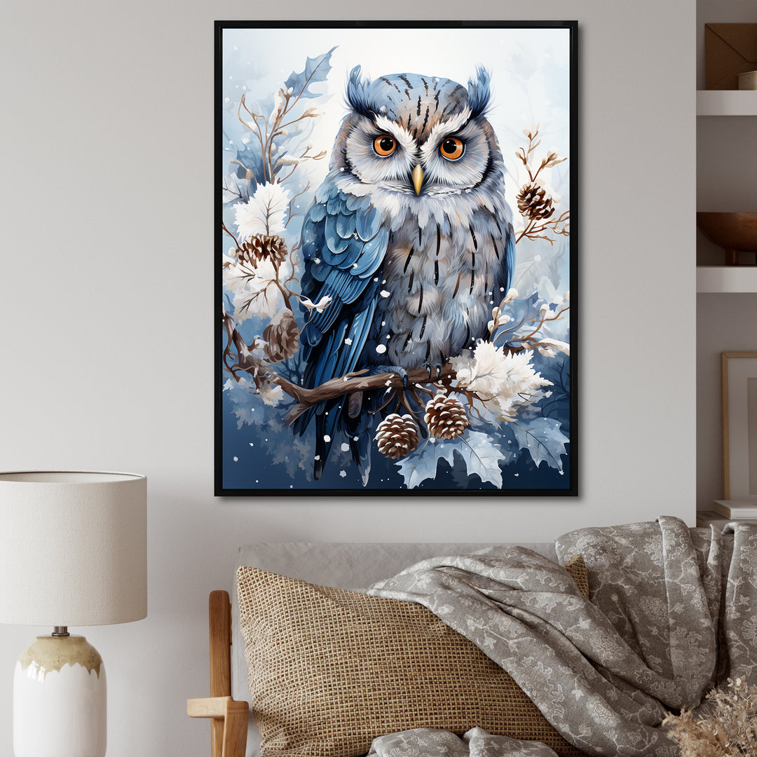 Winters owl gaze serenity - Owl Bedroom Wall Art