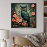 Emerald Owl Matisse Style in Green and Pink - Owl Wall Art Prints