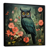 Emerald Owl Matisse Style in Green and Pink - Owl Wall Art Prints
